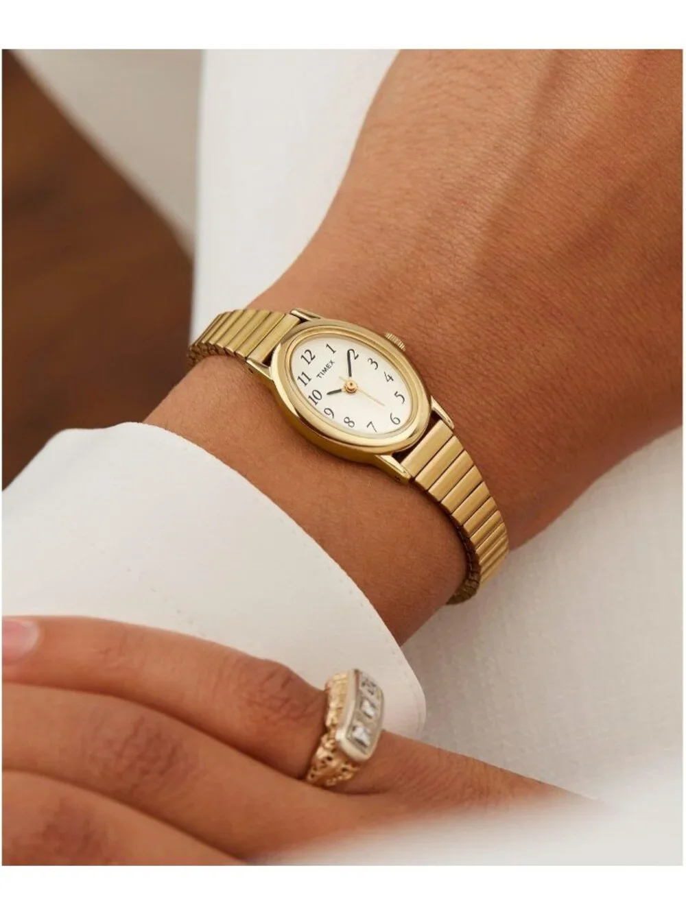Women's Gold Tone White Crystal Dial Cavatina Classic Elegant Wrist Watches